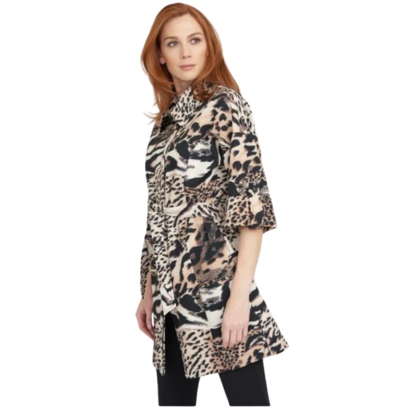 Animal Print Fall Coat Joseph Ribkoff Belted Business Casual Jacket Sz 4 - Picture 3 of 12